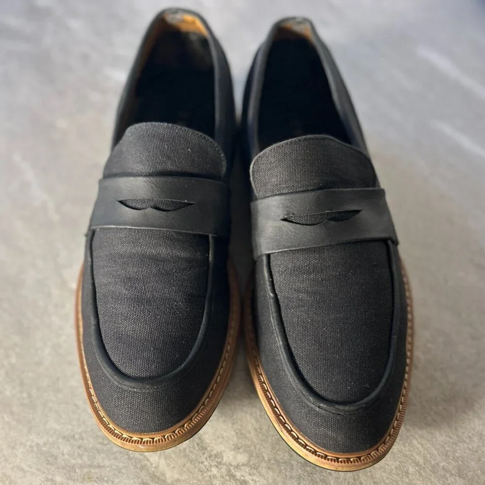 Seven 91 Mens SZ 10 Black Modern Penny Loafers Wardrobe Staple Work Dress Casual
